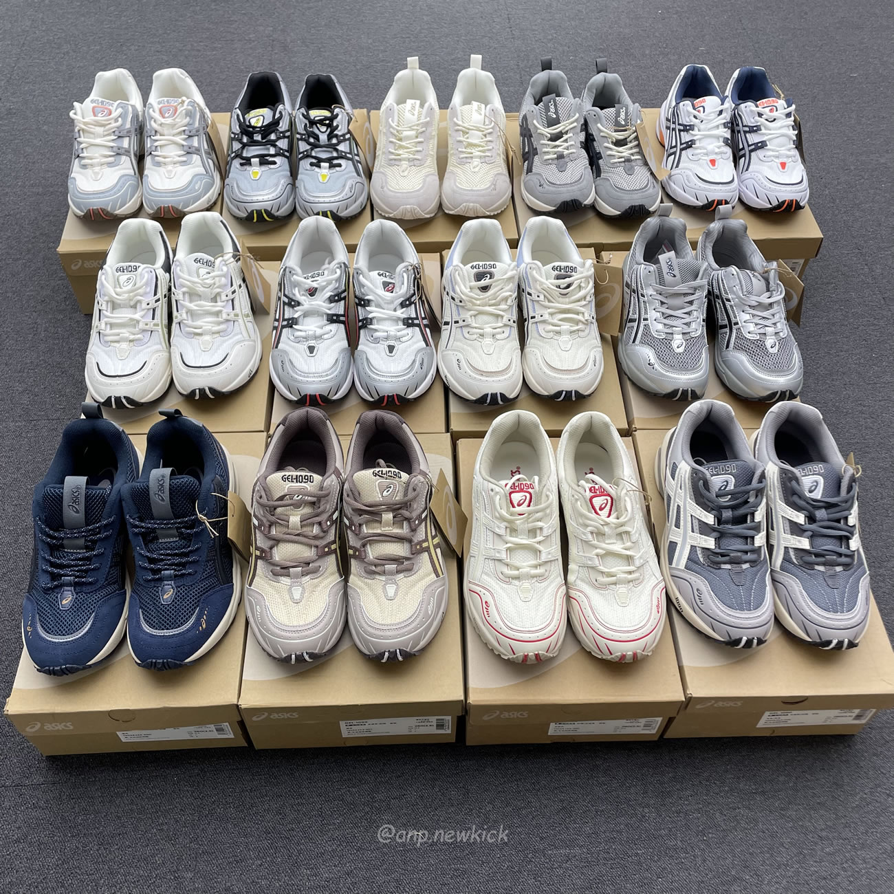 Asics Gel 1090 Grey Beige Birch French Blue White Sage Silver Cream Brown Silver Cream Gray Blue (12) - newkick.vip